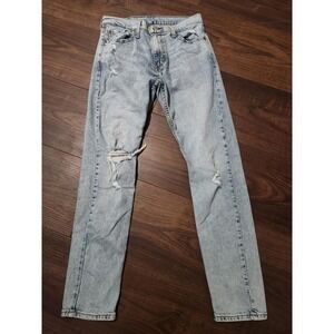 Levis Jeans Mens Light Wash Blue Straight Distressed Ripped Fits 30x32
